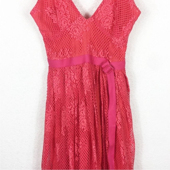 Free people match point pink sheer belted lace dress - Picture 10 of 13